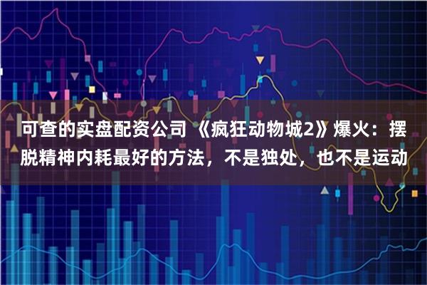 可查的实盘配资公司 《疯狂动物城2》爆火：摆脱精神内耗最好的方法，不是独处，也不是运动