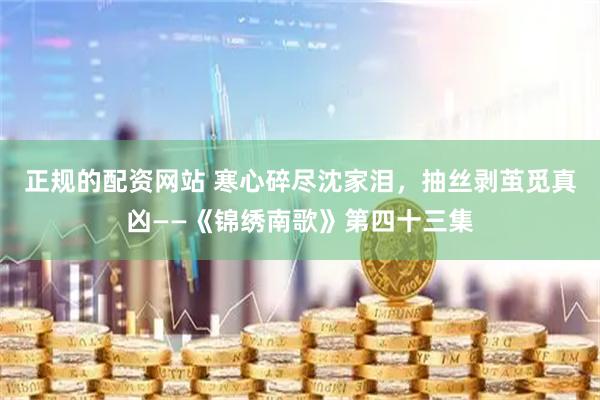 正规的配资网站 寒心碎尽沈家泪，抽丝剥茧觅真凶——《锦绣南歌》第四十三集